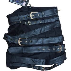 Horoscope Small Vegan Leather Buckle Goth Punk Boss Of Me Mini Skirt